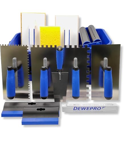 Set 6 Frattazi MIVOS Con Manico Staccabile - 6,8,10,12 Mm, Tipo U E Tiger, In Acciaio, Con Scatola