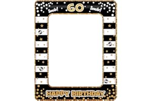 YAAVAAW 60th Birthday Photo Booth Props,Black Gold Inflatable Selfie Frame Picture Frame,Giant Inflatable Party Photo Booth Frame for 60th Birthday Party Decorations Supplies Men Women Favor Gift