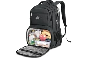 MATEIN Sac a Dos Ordinateur avec Isotherme Repas, Sac à Dos PC Ordinateur Portable 17 Pouces USB Charging Port, Lunch Box Sac a Dos Isotherme TSA Pour Homme Femme Voyage Collège Affaire Scolaire,Noir
