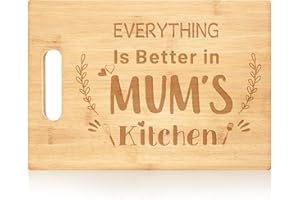 Belillpipi Gifts for Mum, Gifts from Daughter Son, Mum Birthday Gifts Bamboo Chopping Board for Kitchen, Presents for Mum Personalised Chopping Board Gift for Mother Birthday Christmas Thanksgiving