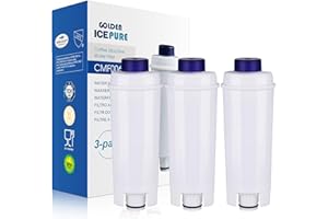 GOLDEN ICEPURE Filtre à eau pour machine à café Compatible Avec De'Longhi DLSC002, SER3017 & 5513292811, De Longhi, ECAM, ESAM, ETAM, BCO, Série EC, 3 pièces