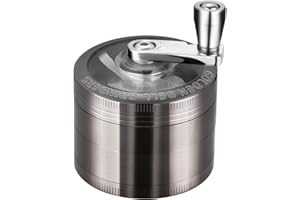 LIHAO Grinder 2 inch Hand Cranked Spice Grinder 4 Layers Zinc Alloy Grinder - Nickle Black
