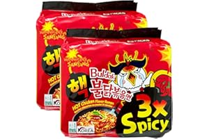 WaNaHong Samyang - Ramen con sabor a pollo caliente, 3 veces triple ultra picante (10 paquetes) [edición limitada Fire Challenge]