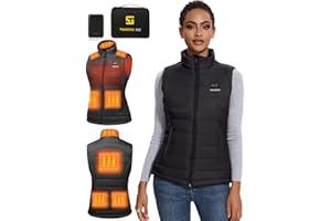 Toastiv Gilet Chauffant Femme avec Batterie 16000mAh 7.4V, Veste Chauffante avec 8 Zones de Chauffage et 3 Niveaux de Température Réglables, Gilet Chauffant Électrique Lavable pour Plein Air