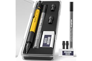 NICPRO Nipro Matite per Falegname, Portamine 1,3 mm con 12 Mina, Gomme, Fusto Metallo Resistente Alle Intemperie, Meccaniche Carpentiere Resistente per Marcature Esterne Lavorazione del Legno Scrittura