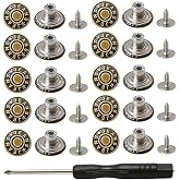 10 Pieces Denim Buttons Denim Buttons 17mm Adjustable Metal Pants Button Replacement Retractable Button with Screwdriver for