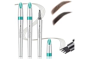 LUYLMO 2 Pcs Wasserdichter 3D Augenbrauenstift mit 4 Gabelspitzen, Microblading Augenbrauenstift Härchenzeichnung, Augenbrauenstift mit 4 Spitze Micro Kopf, Langanhaltend Natürliche Augenbrauen Make-up