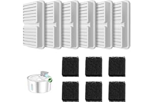 PawPoll Filtri per Fontana per Gatto, 6 Filtri e 6 Spugna per 3.2 L Fontana ad Acqua Gatto Wireless