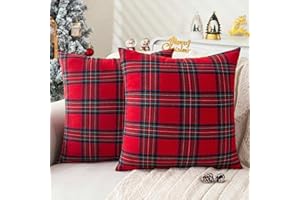 Jayusaror Cuscini Natalizi per Divano Rosso e Verde 40x40 Tartan Scozzese Copricuscini Natalizie Decorativi Plaid Morbidi Christmas Natalizio Federe CusciniNatale Decorazioni per Casa 2 Pezzi