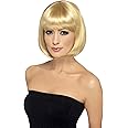 Smiffys Partyrama Wig, 12 inch, Dark Blonde Short Bob with Fringe, Ladies Glamour Wigs Fancy Dress, Adult Dress Up Wigs
