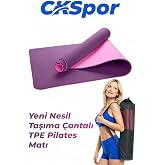 CKSpor 6 mm TPE Kaymaz Pilates Yoga Matı, 180x60 cm, Taşıma &Ccedil;antalı, Mor