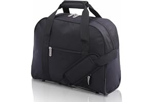 Aerolite 40 x 30 x 15 nowy i ulepszony 2023 British Airways, EasyJet, Virgin Atlantic, KLM Holdall, bagaż kabinowy pod siedzeniem, czarna, Czarny, Torba podróżna