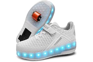 XOMAYI1 LED Chaussures à roulettes garçon Fille Respirant Patins à roulettes Double Roues Retractable Basket a Roulette Detachable Creative Gifts Unisexe Enfants