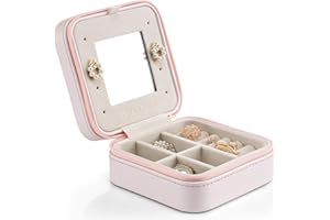 Vlando Travel Jewellery Box Organiser, Small Jewellery Case,Gifts for Women, for Earring, Necklace, Bracelet,Pink