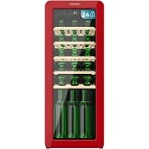 Cecotec Wine Bar 24 Bottles Retro Bolero Grandsommelier Origin 24 Hit Red Finish with LED Control, Temp. 5-20&ordm;C, NoFrost, Woo