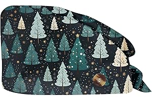 XYYYHTL Natale Cuffia Chirurgica Sanitario Natale Cappello Donna Uomo Cuffie Sala Operatoria Cuffia Capelli Lunghi Regolabile Traspirante con Bottone Cappellino Chirurgico per Giorno di Natale Unisex