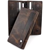 DERİ,SE club 1993 Erkek Uzun C&uuml;zdan Kartlık Hakiki Crazy Deri Telefon B&ouml;lmeli Kartlık C&uuml;zdan (KAHVERENGİ)