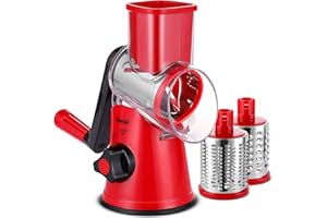 Râpe à Fromage, Râpe à Légumes avec 3 Lames de Tambour, Râpe Cuisine pour Une Coupe plus Rapide, Trancheuse à Légumes pour le Fromage, le Concombre, la Carotte, les Noix