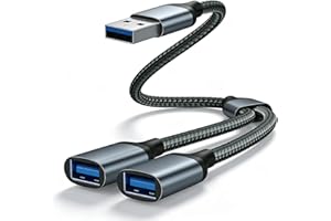 Pence & Moon Collective USB Splitter, 1 In 2 Out USB Double Adapter, Data Power Charger Split Converter Compatible with Laptop Mac, PS5, Keyboard, Mouse, PC Printer