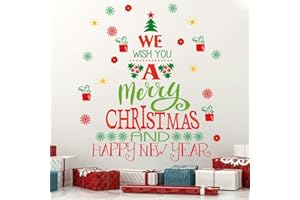 KAIRNE KARINE Adesivi per Finestra Natalizie,Sticker da Muro Natale,Natale Adesivi Vetro,Colorato Fiocco di Neve Adesivi Natale,DIY Rimovibile Albero di Natale Decalcomanie per Parete Vetrina Soggiorno Decor