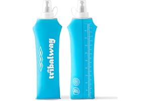 Tribalway 2 x Soft Flask 500ml – Running Water Bottles | Collapsible Soft Flask for Hydration Vest | BPA-Free Water Bottle for Running, Hiking, Cycling | Leakproof & Lightweight (Blue)