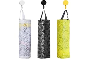 DADAPANGHU Porta Sacchetti Spazzatura, 3 Pezzi Pieghevole da Appendere, Porta Sacchetti in Plastica con 3 Ganci, Organizer a Rete da Appendere per Riporre i Sacchetti di Plastica, per Cucina, Bagno, 11 x 38 cm