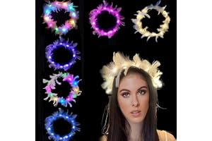 LED Blomst Guirlande Hårband, 6 Stycken Blomfärprydnad Hårband, Lysande Fjäderguirlande För Kvinnor Flickor Vuxna Barn Bröllo
