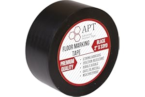 APT ADVANCED POLYMER TAPE APT, PVC Marking Tape, Premium Vinyl Safety Marking and Dance Floor Splicing Tape, 6 mil Thick,51mmx30M, Mulit-Color (51mm x 30M(1 Roll), Black)