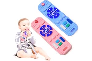 Anneau Dentition,MumEZ 2 Pièces Bebe Silicone Telecommande Jouet Dentition Bébé, Jouet Bebe 3 Mois 6 Mois 9 Mois 1 An