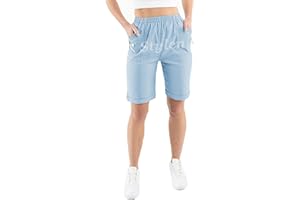 URBAN STITCH Womens Shorts with Pockets Lightweight Elasticated Summer Easy Care Ladies Travelling Pull on Comfy Lounge Shorts Plus Size