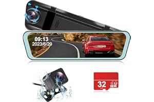 ANEQU Caméra Voiture enregistreur Jour et Nuit HD2K 1980+1080P+170° 9.66" écran Tactile Caméra de Voiture Avant et arrière, Enregistrement en Boucle, Capteur G, TF 32G Cards