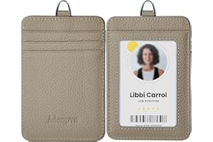 ADENPVN Etui na identyfikator z prawdziwej skóry ze smyczą, etui na karty z miękkiej skóry, do 20 kolorów i słojów skóry do wyboru, z wielu przegródek na karty, pionowe etui na identyfikator roboczy