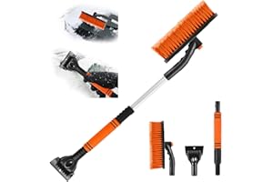 AMSIXNT 2 en 1 grattoirs à glace et brosse à neige voiture,grattoir à glace pour voiture avec balai,brosse à neige voiture ajustables,voiture balai d'hiver rétractable,raclette givre brosse à neige voiture