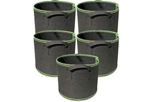 S STUARTS DIRECT LIMITED Fabric Grow Bags for Garden | Pack of 5 Non-Woven Breathable Flower Pot for Indoor Plant Grown Inside Tent | Fabric Plant Pots for Garden Planters of Vegetables & Fruits (12 LITRES / 3 GALLONS)
