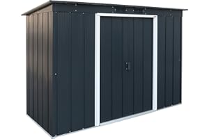 Duramax ECO 8 x 4 (2.85 m²) abri de jardin en métal à toit pentu, Abri de jardin en métal galvanisé à chaud, Abri de stockage d'outils, structure de toit renforcée, anthracite