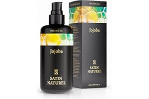 SATINNATUREL Satin Naturel Aceite de Jojoba puro ORGÁNICO 200ml - Aceite corporal GANADOR - Aceite Anticelulitico - 100% Vegano + Prensado en Frío - Vitamina E para Cuerpo, Piel, Cabello y Uñas - Anticelulitis