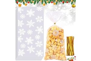 ZEIHOO Sachet Biscuit Noel, 100Pcs Sachets Transparents pour Biscuits Sachet Bonbon Plastique, Sachet Alimentaire Cellophane Sacs de Cadeau Noel pour Patisserie Gateau Chocolat,Cookie, Fete de Noel