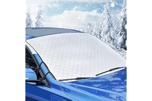 JWDMHSJ Schneeschutz Frontscheibenabdeckung für Auto, Winter-Frostabdeckung Windschutzscheibenabdeckung Winter, Faltbar passend für PKW SUV & LKW, Schützt vor Schnee, EIS, Frost, Staub & UV