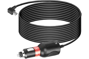 SinLoon Mini USB Cable de alimentación para Encendedor de Cigarrillos de automóvil 5V 3A Ángulo Izquierdo de 90 Grados con Cable Extra Largo para Dash CAM/GPS/Navegación/DVR/Cámara digital-11.48FT