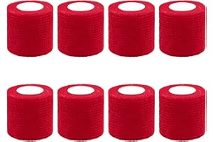 BQTQ 8 Rouleaux Bande Cohésive Elastique Bandes de Kinésiologie Bandage Autoadhésif Cohésifs Bandes Adhésifs Sport Tape pour Doigt Mains Pieds Poignets (Rouge, 5cm x 4,5 m)