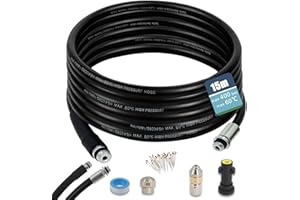 GEKUFA Tuyau Déboucheur Canalisation 15M, 400Bar 60℃, Furet Haute Pression Compatible avec Kärcher K2 K3 K4 K5 K6 K7, Accessoire de Nettoyeur Haute Pression