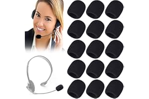HIPEQIA 15 Pezzi Spugna Microfono, Antivento, Antirumore, Protezione in Gommapiuma per Microfono Cuffie,per Aula, Sala Conferenze, Interviste ai Notiziari, Performance Sul Palco.