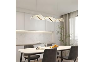 HVKVHVY Lustre LED pour salle de réception, suspension moderne avec télécommande, variateur d'intensité pour table de salle à manger, plafonnier ondulé, hauteur réglable pour premier plan, club(L150 cm)