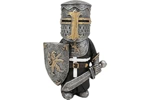 EUNEWR Knight Gnomes Guard Garden Gnome Ornaments Outdoor Medieval Crusader Knight Suit Statue Waterproof Resin Ornament for Yard Lawn Garden Decorations (F)