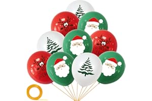 Yiran - Lot de 30 ballons en latex « Merry Christmas » - Ballons de fête - Ballons de fête pour anniversaire, décoration de fête, dîner de Noël et fête du Nouvel An - Rouge/vert/blanc