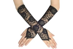 BABEYOND Guantes para mujer, satén, clásicos, para fiesta, Audrey Hepburn, 1920s, largos, elásticos Fingerlos Troddel/Weiß Talla única