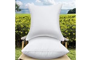 QSWRD 45 x 45 Cushion Inserts Set of 2 Outdoor Cushion Inserts Waterproof Square Premium Throw Pillow Inserts Decorative Couch Cushion White Sofa Pillows Indoor