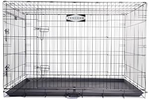 Fencham - XXL Dog Crate - 48" - Durable & Secure Metal Cage- with Moveable Carry Handle - 2 Lockable Doors - Folds Flat - Removable Tray - Quick & Easy to Assemble - Ideal for Small Dog Breeds