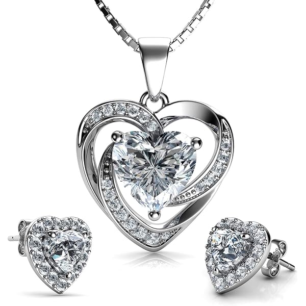 Collana Cuore In Argento 925 Con Acquamarina E Zirconi – DEPHINI, Catena 45 Cm, Placcata Rodio