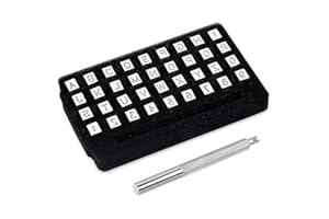 yuentoen 37-teiliges Leder-Prägestempel Set,Zahlen 0-9 and Alphabet A-Z,Metall-Punzierstempel für Lederarbeiten,DIY Werkzeuge für Buchstaben-Prägung and Muster,Handmade Lederwerkzeuge, 6,5 mm